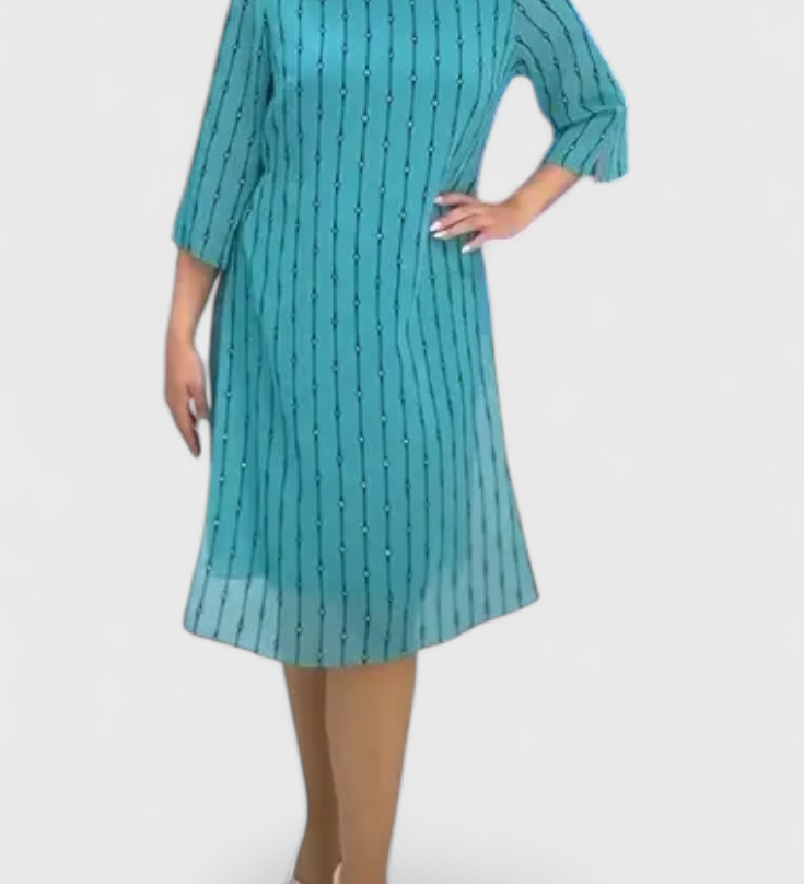 olly Κομψό Φόρεμα από Σιφόν με Κλασικό Κόψιμο και Λαμπερό Ντραπέ