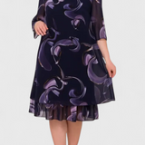 Φόρεμα Shriley από Σιφόν με Στάμπα Midnight Swirl και Ρευστή Σιλουέτα