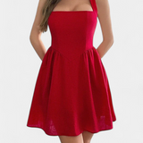 Kassandra Μίνι Φόρεμα Halter με Ανοιχτή Πλάτη και Τσέπες