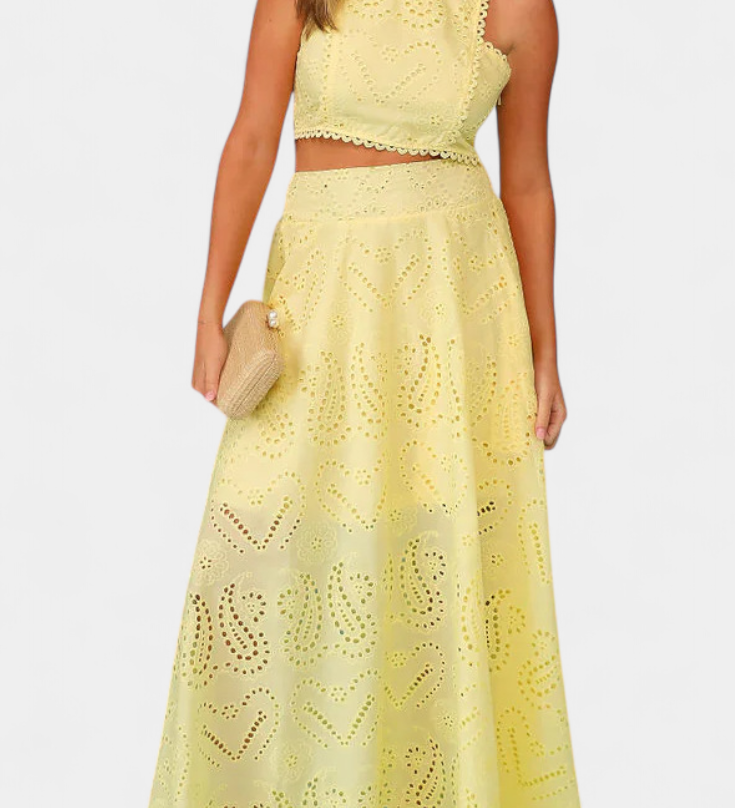 Danitza Ρομαντικό Σετ με Δαντέλα και Διάτρητο Φλοράλ Σχέδιο