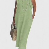 Yurena Αμάνικο Λινό Φόρεμα