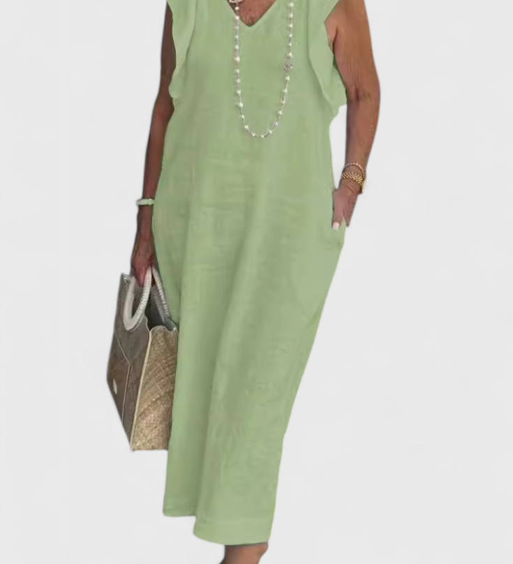 Yurena Αμάνικο Λινό Φόρεμα