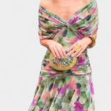 Αλόνδρα Μακρύ Φόρεμα με Φανταχτερό Λουλουδάτο Σχέδιο και Ντεκολτέ σε Σχήμα V