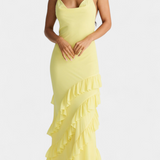 Padeline Μάξι Φόρεμα με Βολάν και Ανοιχτή Πλάτη