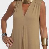 Felisa Κομψό Μονόχρωμο Μάξι Αμάνικο Φόρεμα