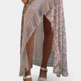 Ruth Μακρύ Φόρεμα Floral με Μανίκια 3/4 και Βολάν