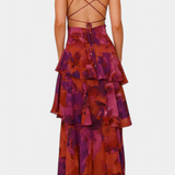 Domenica Φόρεμα από Σιφόν με Ντεκολτέ σε Σχήμα V και Αέρινες Στρώσεις