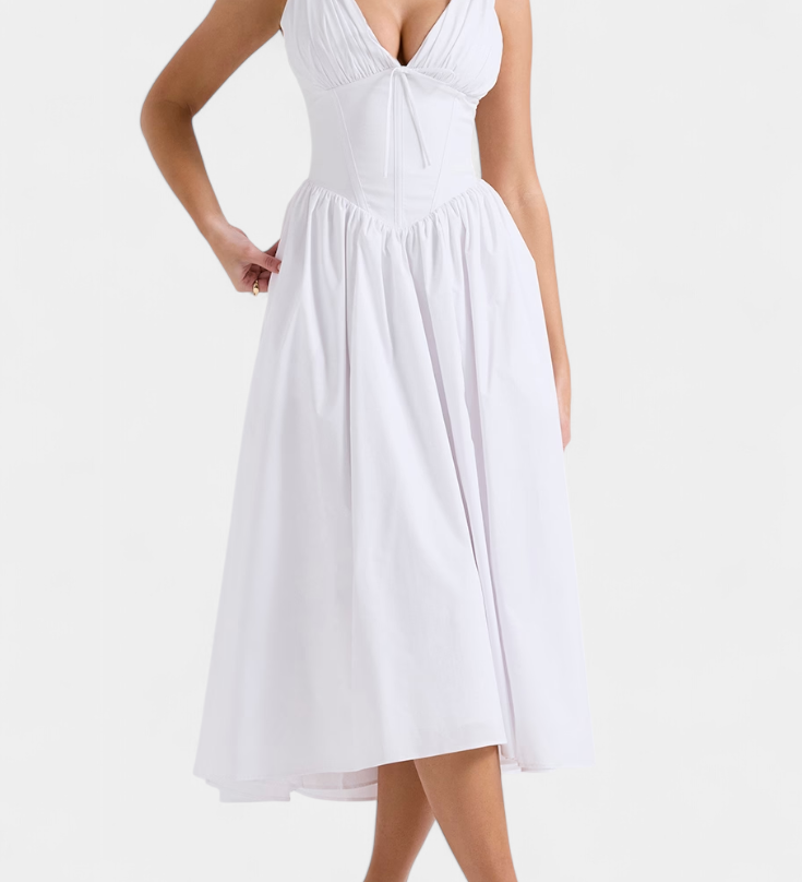 Margie Μίντι Φόρεμα με Λαιμόκοψη V και Ρομαντική Φλοράλ Στάμπα