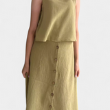 Naha Σετ από Βαμβάκι με Γιλέκο και Κουμπιά Μπροστά