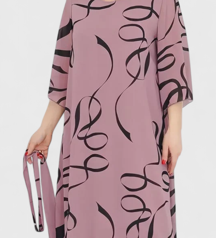 Amelie Φόρεμα Midi με Print, Ζώνη και Ευέλικτο Κόψιμο