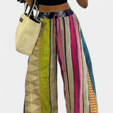 Claudine Casual Παντελόνι με Φαρδύ Μπατζάκι και Ριγέ Σχέδιο