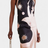 Φόρεμα Rosenda με Ανοιχτή Πλάτη και Αφηρημένο Μοτίβο