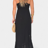 Kailani Μάξι Φόρεμα Ruffle με Μπροστινό Κόμπο