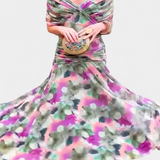 Αλόνδρα Μακρύ Φόρεμα με Φανταχτερό Λουλουδάτο Σχέδιο και Ντεκολτέ σε Σχήμα V