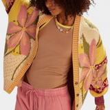 Casey Πλεκτή ζακέτα με λουλουδάτο σχέδιο και χαλαρή εφαρμογή