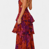 Domenica Φόρεμα από Σιφόν με Ντεκολτέ σε Σχήμα V και Αέρινες Στρώσεις