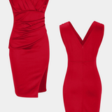 Rosanna Κομψό Φόρεμα Bodycon με Λαιμόκοψη V και Σκίσιμο στο Πλάι