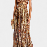 Τάσα Μάξι Φόρεμα με Δετό Λαιμό, Ανοιχτή Πλάτη και Κοψίματα