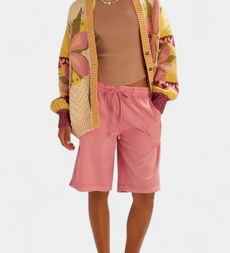 Casey Πλεκτή ζακέτα με λουλουδάτο σχέδιο και χαλαρή εφαρμογή