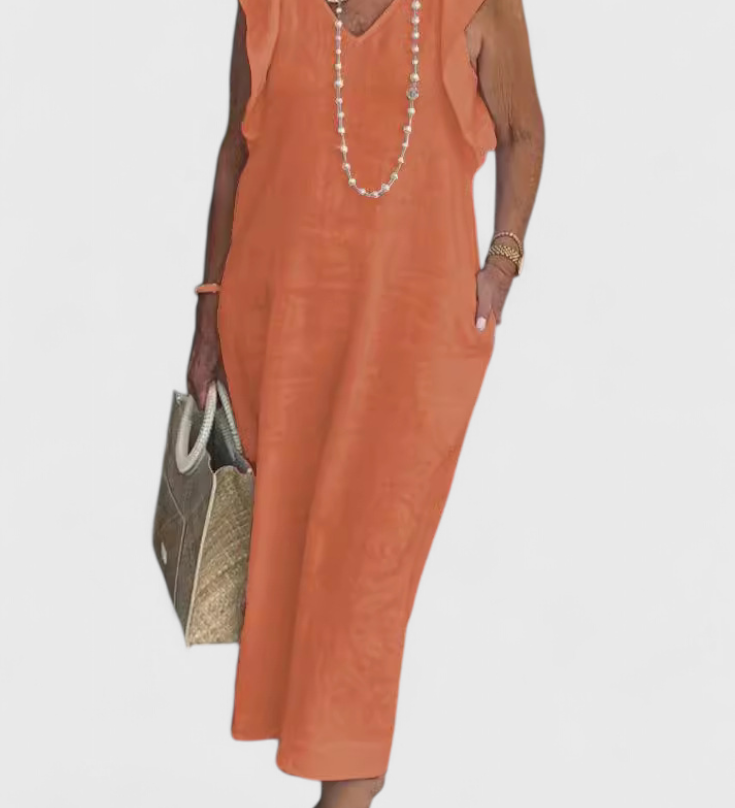 Yurena Αμάνικο Λινό Φόρεμα