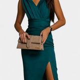 Rosanna Κομψό Φόρεμα Bodycon με Λαιμόκοψη V και Σκίσιμο στο Πλάι