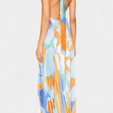 Giselle μακρύ πλισέ φόρεμα με λαιμόκοψη και κομψή κίνηση