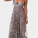 Reyna Φόρεμα Floral Maxi με Ανοιχτή Πλάτη