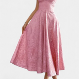 Gilda Φόρεμα Jacquard Midi με Ανοιχτή Πλάτη και Ψηλή Μέση