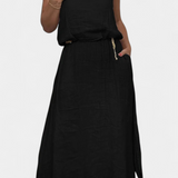 Σετ από Λινό και Βαμβάκι με Αμάνικο Γιλέκο και Φούστα