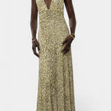 Melody Πουά Maxi Φόρεμα με Βαθιά Λαιμόκοψη