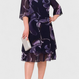 Φόρεμα Shriley από Σιφόν με Στάμπα Midnight Swirl και Ρευστή Σιλουέτα