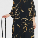 Amelie Φόρεμα Midi με Print, Ζώνη και Ευέλικτο Κόψιμο