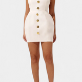 Υβόννη Μίνι Φόρεμα με Δετό Λαιμό, Ανοιχτή Πλάτη και Λουλουδάτη Λεπτομέρεια