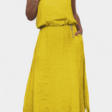 Σετ από Λινό και Βαμβάκι με Αμάνικο Γιλέκο και Φούστα