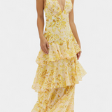 Domenica Φόρεμα από Σιφόν με Ντεκολτέ σε Σχήμα V και Αέρινες Στρώσεις