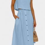 Naha Σετ από Βαμβάκι με Γιλέκο και Κουμπιά Μπροστά