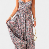 Reyna Φόρεμα Floral Maxi με Ανοιχτή Πλάτη