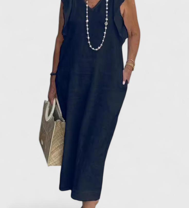 Yurena Αμάνικο Λινό Φόρεμα