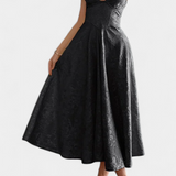 Gilda Φόρεμα Jacquard Midi με Ανοιχτή Πλάτη και Ψηλή Μέση