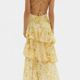 Domenica Φόρεμα από Σιφόν με Ντεκολτέ σε Σχήμα V και Αέρινες Στρώσεις