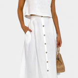 Naha Σετ από Βαμβάκι με Γιλέκο και Κουμπιά Μπροστά