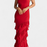 Padeline Μάξι Φόρεμα με Βολάν και Ανοιχτή Πλάτη