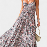 Reyna Φόρεμα Floral Maxi με Ανοιχτή Πλάτη