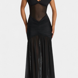 Therese Θερέζ Μακρύ Φόρεμα από με Βαθύ Ντεκολτέ και Σμιλευμένο Σούρωμα