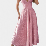 Gilda Φόρεμα Jacquard Midi με Ανοιχτή Πλάτη και Ψηλή Μέση