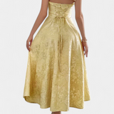 Gilda Φόρεμα Jacquard Midi με Ανοιχτή Πλάτη και Ψηλή Μέση