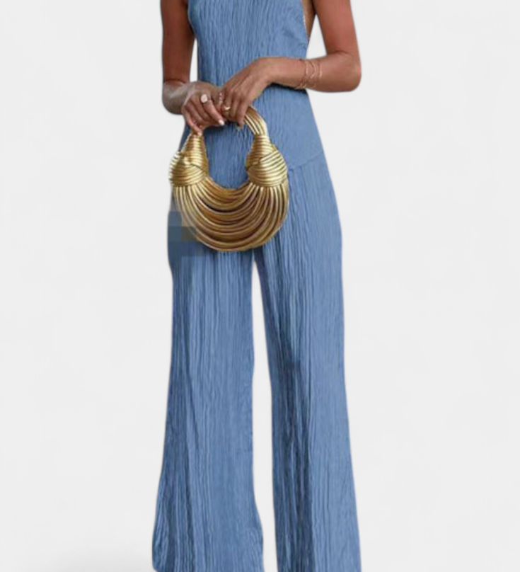 Pilarica Κομψό Πλισέ Σετ με Ασύμμετρο Τοπ και Ρευστό Παντελόνι