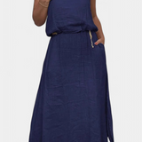 Σετ από Λινό και Βαμβάκι με Αμάνικο Γιλέκο και Φούστα