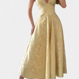 Gilda Φόρεμα Jacquard Midi με Ανοιχτή Πλάτη και Ψηλή Μέση