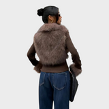 Froxelle | Λαμπερό Παλτό Πλεκτής Γούνας